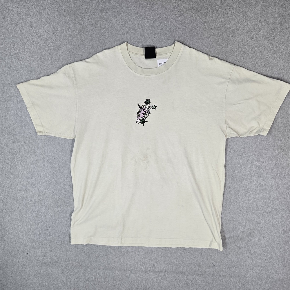 HUF Men Shirt XL White Cupid Embroidered Graphic Logo Short Sleeve Tee READ